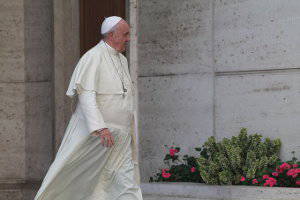 Pope Francis leaves synod hall
