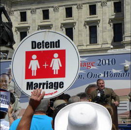 National Organization for Marriage rally against same-sex marriage July 28, 2010, in St. Paul.