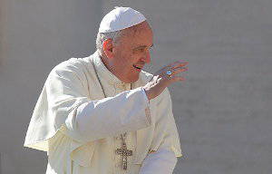Pope Francis greets pilgrims